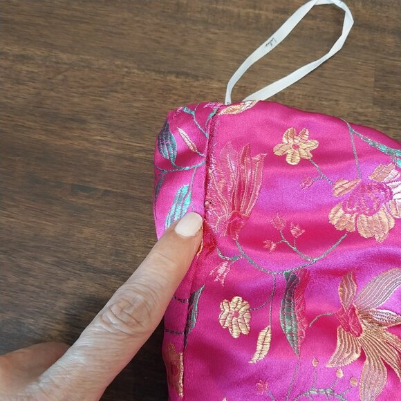 Lulus Strapless Midi Dress M 6 Make a Move Pink Magenta Satin Floral Jacquard - Picture 3 of 15